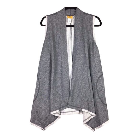 Ruby Rd Women’s Vest M Gray Open Front Asymmetrical Hem Pockets Trim - Picture 9 of 16